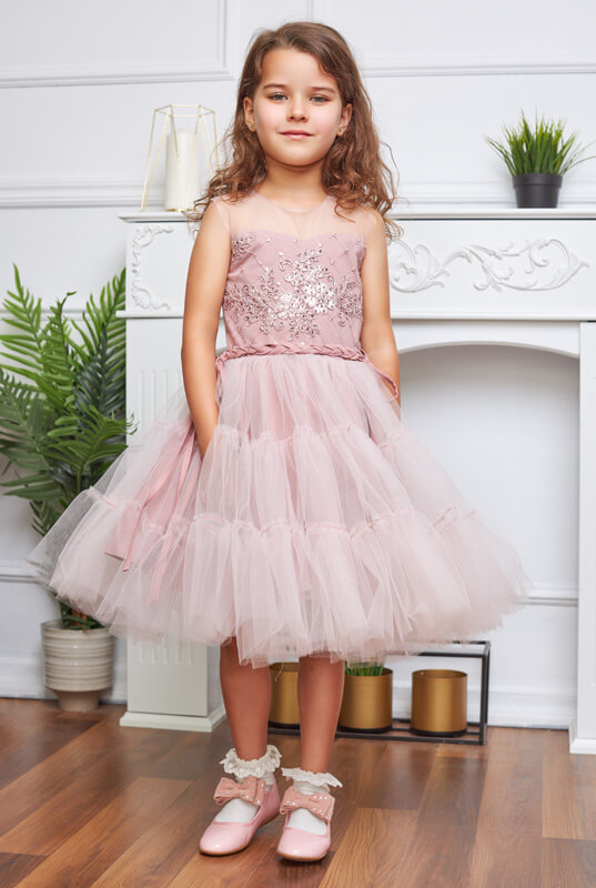 Tiulowa sukienka z koronką midi dla dziewczynki - model Katie 6
